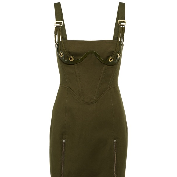 Dion Lee Fan Lace Zip Mini Dress, US Size 0 in Olive, New with Tags - Picture 7 of 7